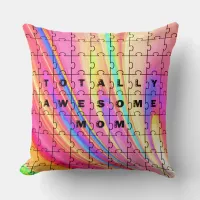 Totally Awesome Mom Pink Swirl Puzzle Design Throw Pillow