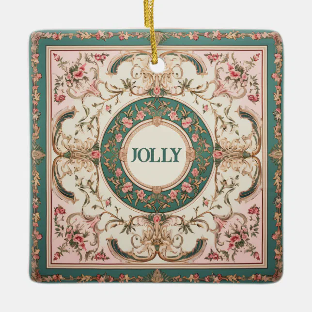 Persian  pink green flourish  ceramic ornament