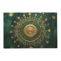 *~* BLESSED SACRED Gold Mandala AP2 Green Heart Placemat