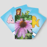 Bumblebee on Eastern purple flower animal match Matching Game Cards