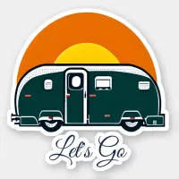 Let's Go! Fun Vintage Camper RV  Sticker