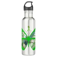 Lyme Disease Awareness Ribbon and Butterfly Water Bottle