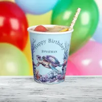 Sea Turtle Under the Sea Personalized Birthday Paper Cups