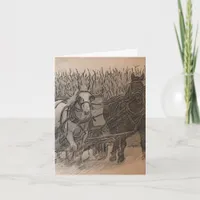 Horses and Wagon Digital Art, German Birthday Card