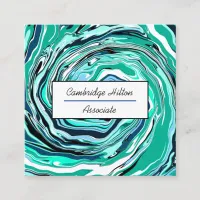 Blue, Turquoise and Teal Marble Swirls  Square Business Card
