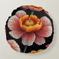 Beautiful Floral Art Vibrant Blossom Bold d&#233;cor  Round Pillow