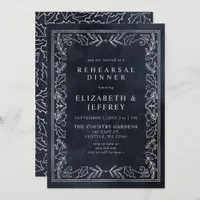 Blue Silver Holly Christmas Rehearsal Dinner  Invitation