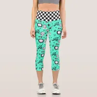 Retro Pop Art Style 1950s Style Graphics Capri Leggings