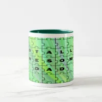 Totally Awesome Dad Puzzle Green Two-Tone Coffee Mug