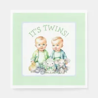 It's Twins! Cute boy twins Baby Shower Napkins