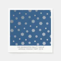 Elegant Winter Silver Blue Snowflakes Holiday Napkins