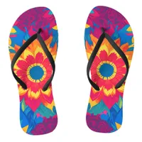 Vibrant Colorful Summer Blooms Floral Pattern Flip Flops