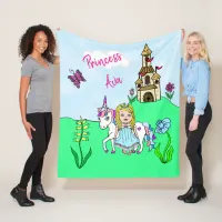 Princess and Unicorn Fairy Tale Personalied Fleece Blanket