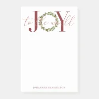 Modern Christmas Joy to the World Wreath Post-it Notes