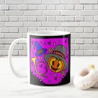 Halloween Party Jack O'Lantern and Bugle Purple Coffee Mug