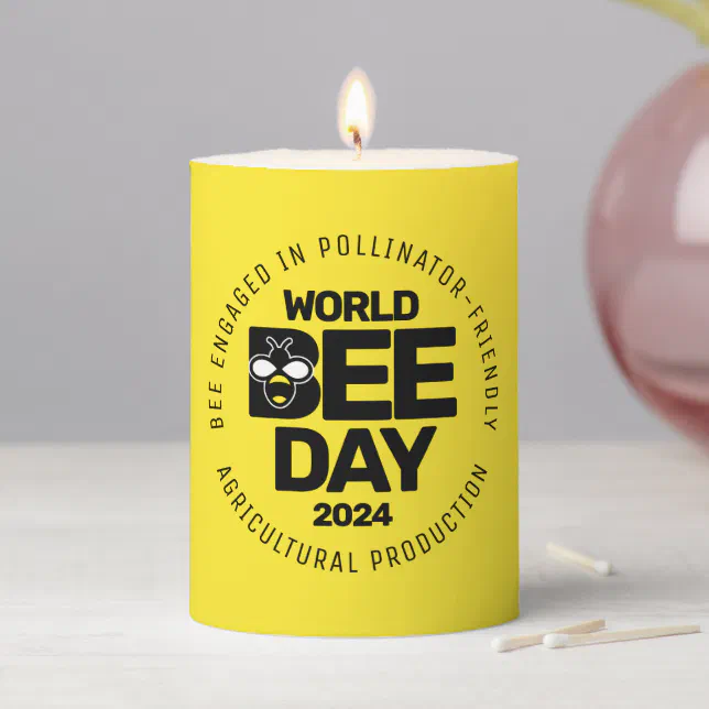 World Bee Day Yellow Black Pollinator Pillar Candle