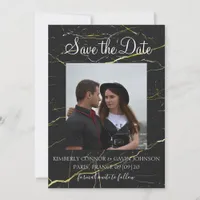 Save The Date |Black and Gold Marble