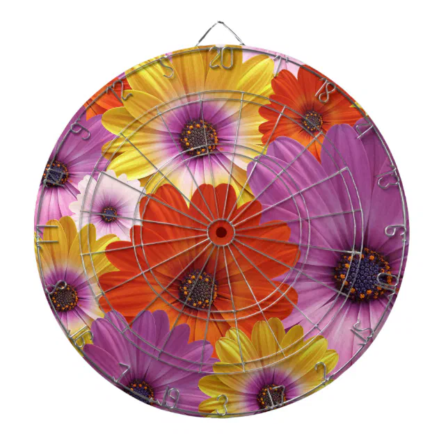 Colorful Medley of African Daisies Flowers Dart Board