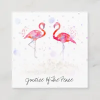 *~* JUSTICE OF THE PEACE - Weddings Two Flamingos Square Business Card