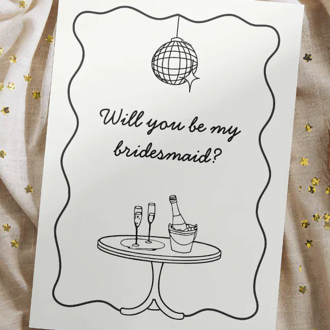 Chic Disco Handwritten Bridesmaid Proposal Card