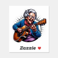 Rockin' Grandma Funny Comic  Sticker