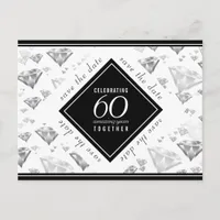 Elegant 60th Diamond Wedding Anniversary Announcement Postcard