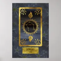 Libra Dark Zodiac Astrology: Black Gold Name Poster