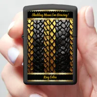 Captivating black and gold snake skin detail zippo lighter