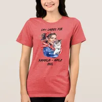 Cat Ladies for Harris and Walz Political Humor Tri-Blend Shirt