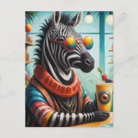 Zebra in the Smoothie Shop Postcard