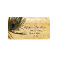 Rustic Peacock Feather return address label