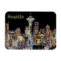 Dark be the Night - Luminous Seattle Skyline Magnet