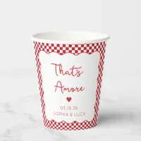 "That's Amore" Chic Red Checkered Italian Wedding Paper Cups