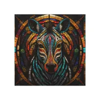 Vibrant Mosaic Zebra Wood Wall Art