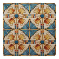 Geometric Moroccan Tile Pattern#1 Teal Gold ID1077 Trivet