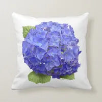 Blue Hydrangea Flower Throw Pillow