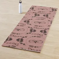 Simple Black Hearts, Floral, Infinity on Plum | Yoga Mat