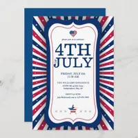 July 4th Independence Day Stars & Stripes Cookout Invitation