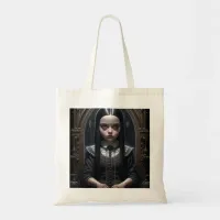 Little Gothic Girl Haunting Ai Art Halloween Tote Bag