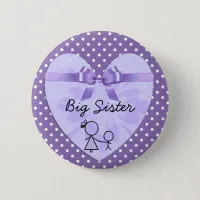 Big Sister Purple and Lavender Polka Dot Button