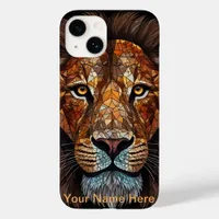 Mosaic Lion Stained Glass Portrait  Case-Mate iPhone 14 Case