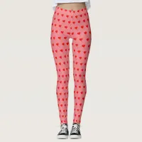 Red Heart Girly Fun Balloon Pattern Pink Chic Leggings