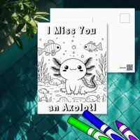 Cute Axolotl | Kid's Coloring Page  Postcard