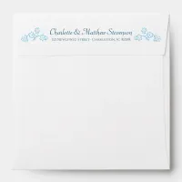 Elegant Timeless Blue Floral Illustration Wedding  Envelope