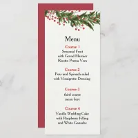 Rustic Holly Winter Christmas Wedding  Menu