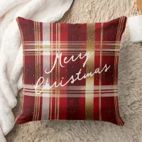 Red Gold Christmas Tartan Pattern#7 ID1009 Throw Pillow