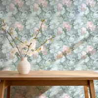 Dramatic Baroque Floral Silver Soft Pink V1 ID1050 Wallpaper