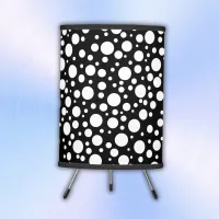 White Polka Dots on Black | Tripod Lamp