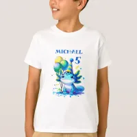 Blue and Green Axolotl Boy's Birthday Party T-Shirt