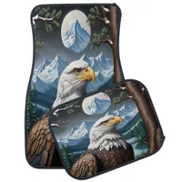 Majestic Eagle Perched by a Mountain Lake at Dusk Car Floor Mat